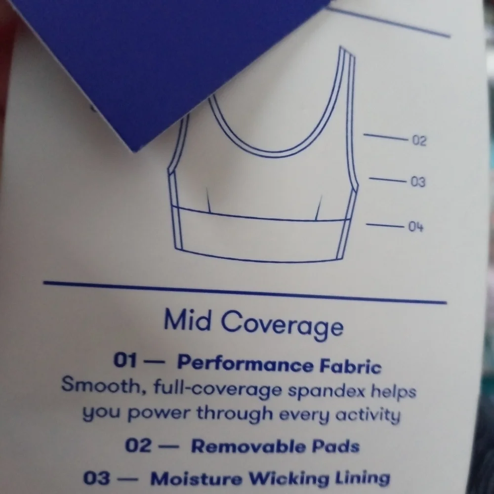 Joy lab Athletic Sports Bra. Wave Pattern. Removable Pads